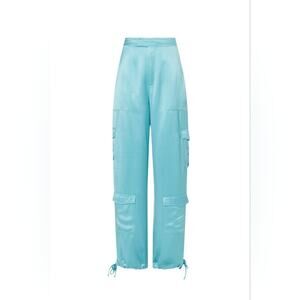 Rtr sz4 Nicholas Nori Pants silky cargo street wear style Y2K solid blue loose
